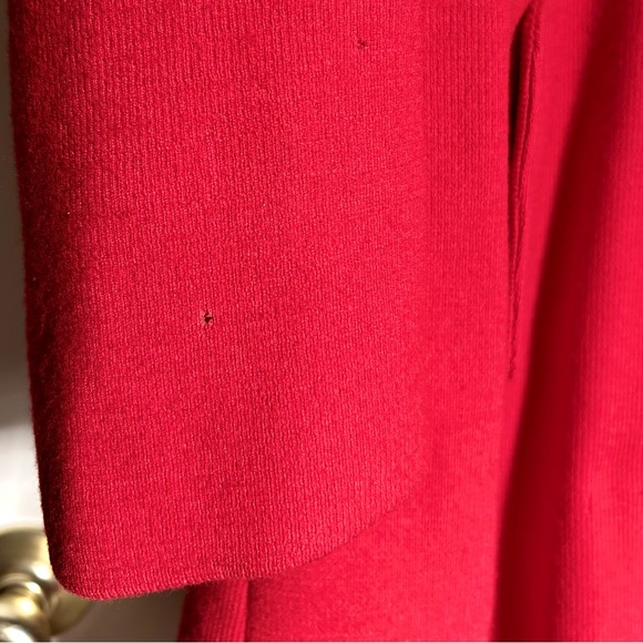 Vintage Red Wool Coat Embroidered Crochet Accents - Picture 10 of 14